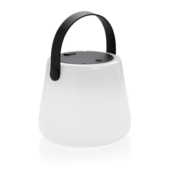 Lámpara exterior de materiales reciclados con luz LED y panel solar color blanco Lámpara exterior de materiales reciclados con luz LED y panel solar color blanco