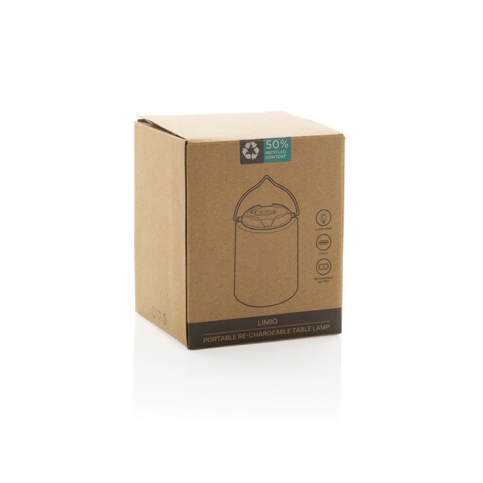 Lámpara portátil en plástico eco con tres modos de iluminación LED color blanco segunda vista con caja