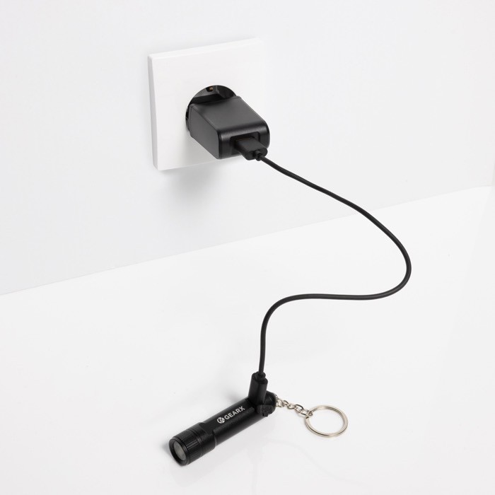 Linterna llavero recargable y ultra brillante con LED Gearx color negro quinta vista
