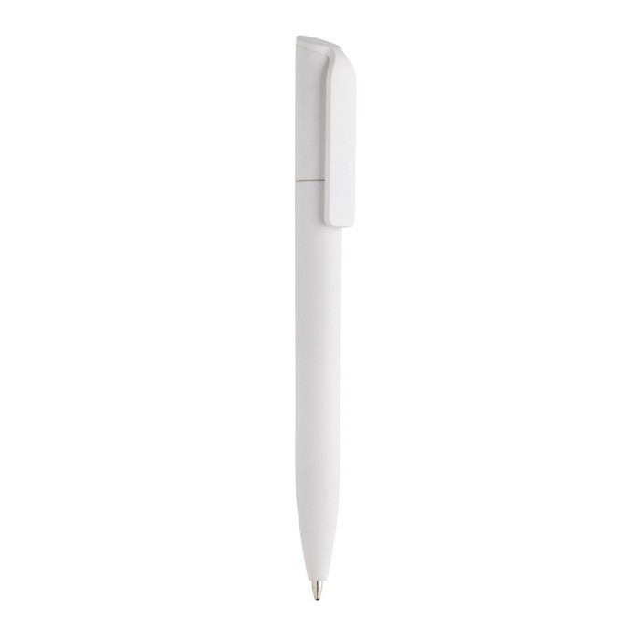 Mini bolígrafo ecológico con giro y tinta azul Dokumental® color blanco Mini bolígrafo ecológico con giro y tinta azul Dokumental® color blanco