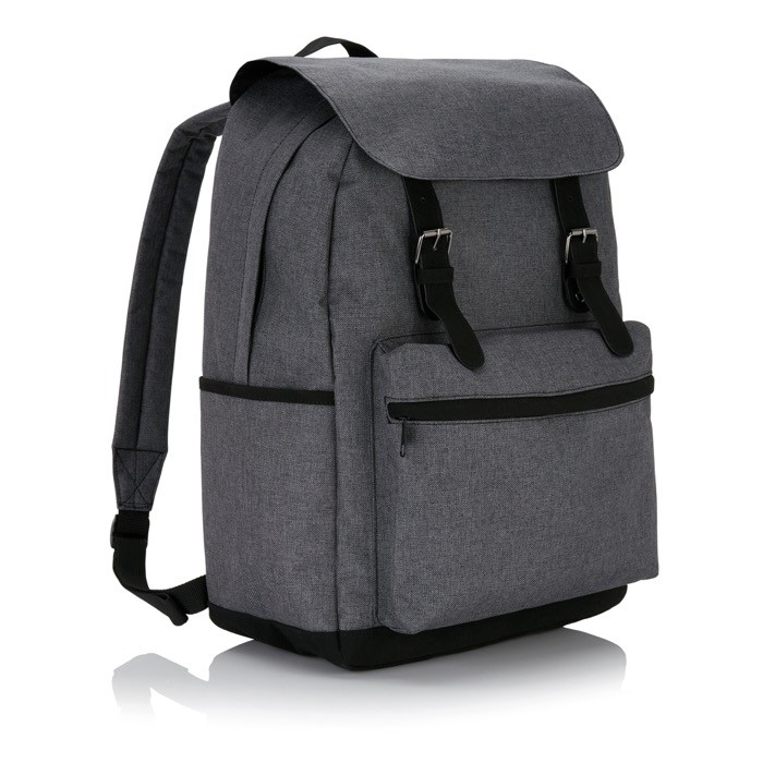 Mochila de look clásico con bolsillos color gris oscuro Mochila de look clásico con bolsillos color gris oscuro