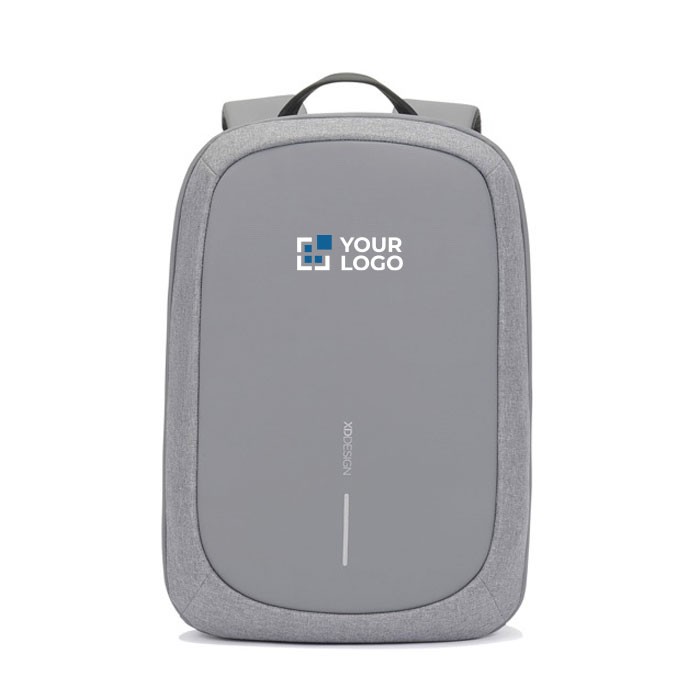 Mochila antirrobo de RPET impermeable con protección RFID 16” color gris vista de impresión