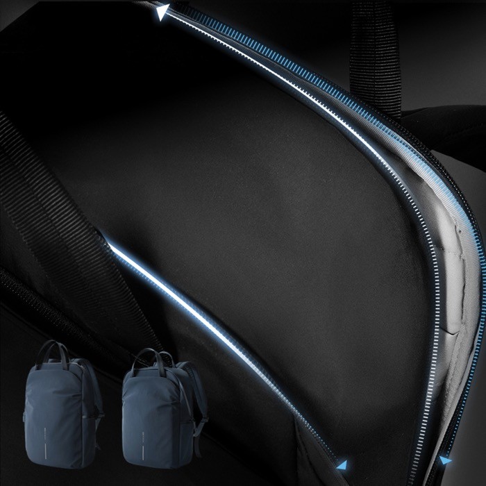 Mochila expansible en tejido reciclado con cremallera Duo-Zipper 16” color negro