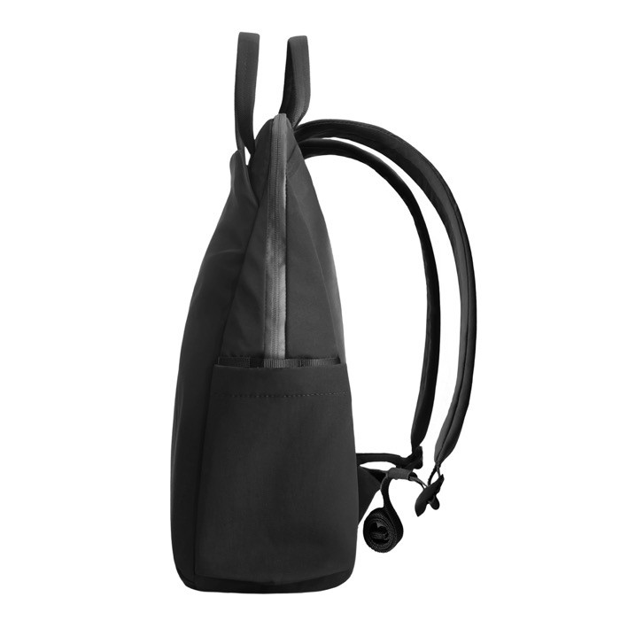 Mochila expansible en tejido reciclado con cremallera Duo-Zipper 16” color negro octava vista