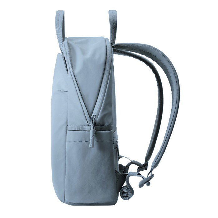 Mochila expansible en tejido reciclado con cremallera Duo-Zipper 16” color azul sexta vista