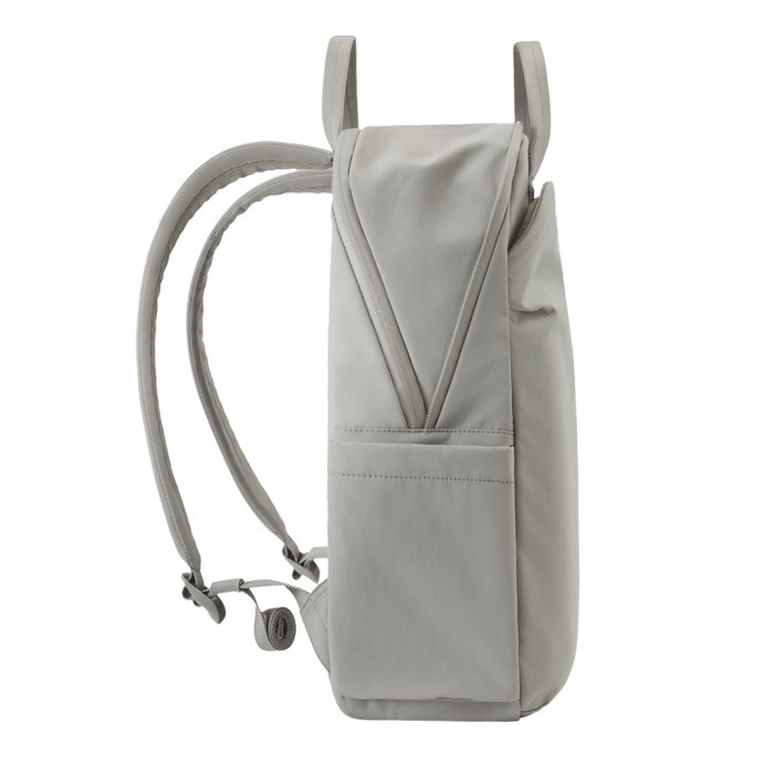 Mochila expansible en tejido reciclado con cremallera Duo-Zipper 16” color gris sexta vista