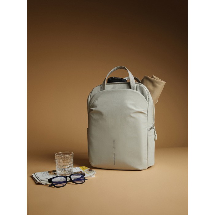 Mochila expansible en tejido reciclado con cremallera Duo-Zipper 16” color gris