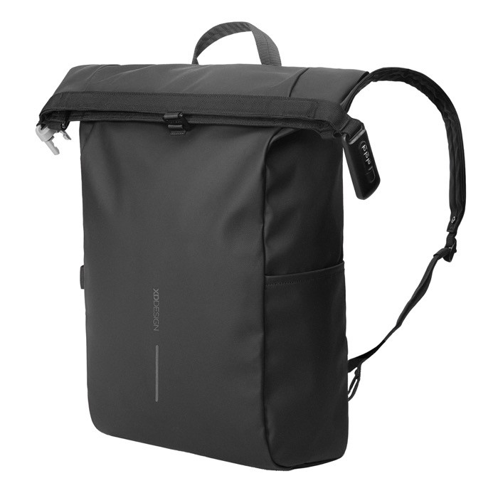 Mochila urbana impermeable con fijación a bicicleta y antirrobo 16” color negro novena vista