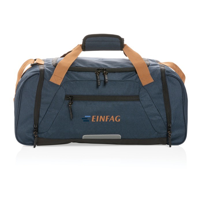 Bolsa de viaje tipo urbano color azul marino vista con logo Bolsa de viaje tipo urbano color azul marino vista con logo