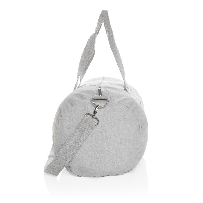 Bolsa de viaje de lona ecológica con asas color gris tercera vista Bolsa de viaje de lona ecológica con asas color gris tercera vista