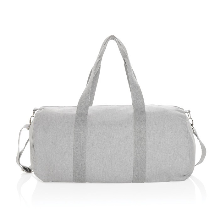Bolsa de viaje de lona ecológica con asas color gris cuarta vista Bolsa de viaje de lona ecológica con asas color gris cuarta vista