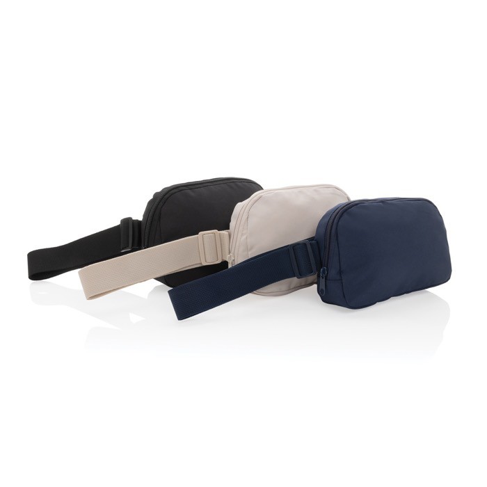 Bolsa bandolera mutliusos de RPET con correa y capacidad de 1L color negro vista general