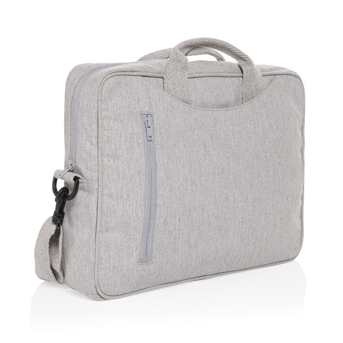 Maletín para PC de algodón reciclado con bolsillo delantero 15,4” color gris Maletín para PC de algodón reciclado con bolsillo delantero 15,4” color gris