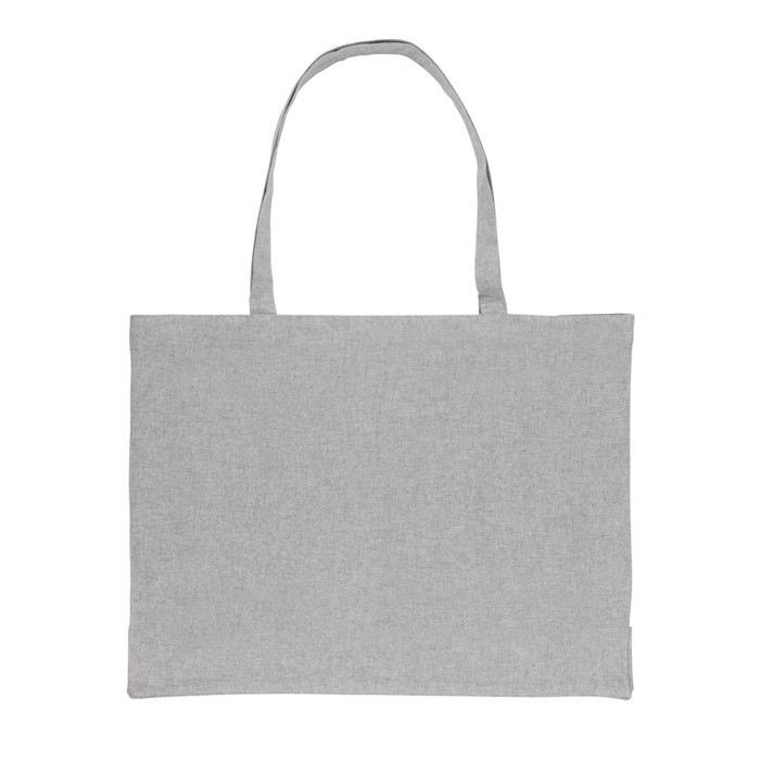 Bolsa grande de algodón reciclado color gris segunda vista Bolsa grande de algodón reciclado color gris segunda vista