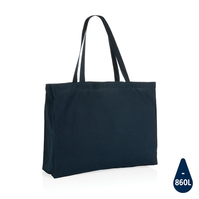 Bolsa grande de algodón reciclado color azul marino Bolsa grande de algodón reciclado color azul marino
