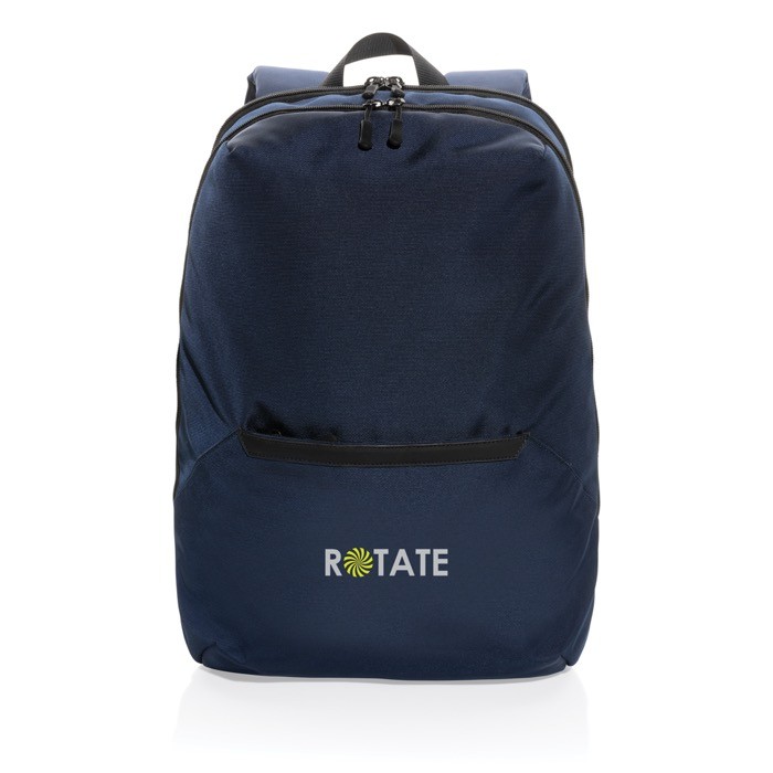 Mochila para llevar el portátil en el día a día color azul marino segunda vista con logo Mochila para llevar el portátil en el día a día color azul marino segunda vista con logo