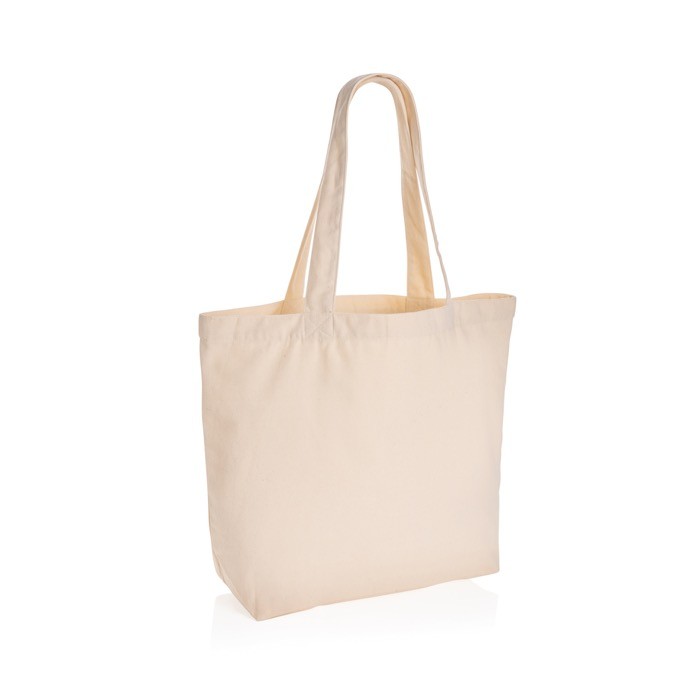 Bolsa de 240 g/m2 de lona reciclada con bolsillo color blanco roto