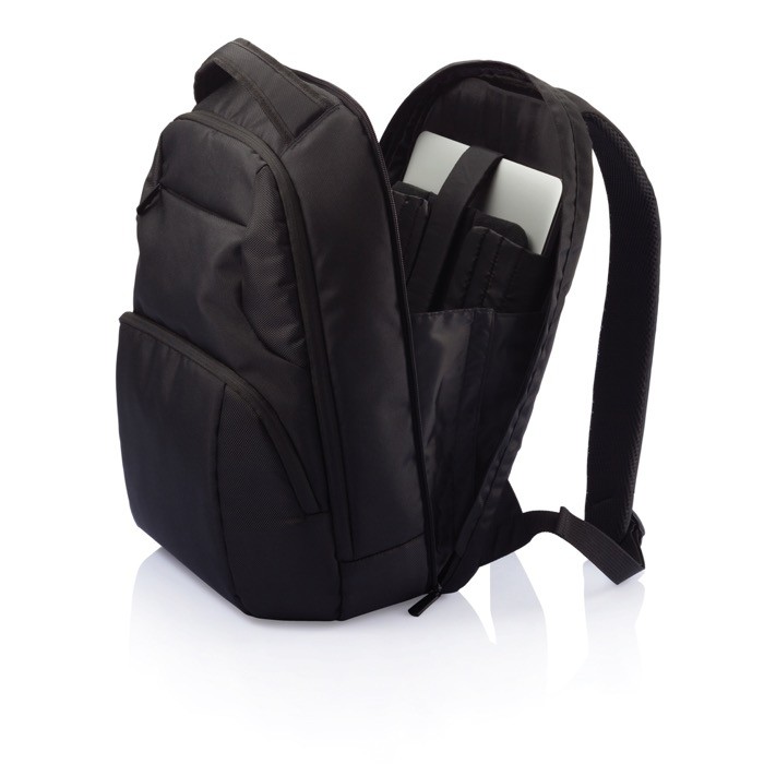 Mochila para portátil de 15,6'' en poliéster color negro quinta vista Mochila para portátil de 15,6'' en poliéster color negro quinta vista