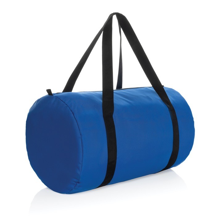 Bolsa deportiva plegable de RPET con bolsita para guardarla color azul real