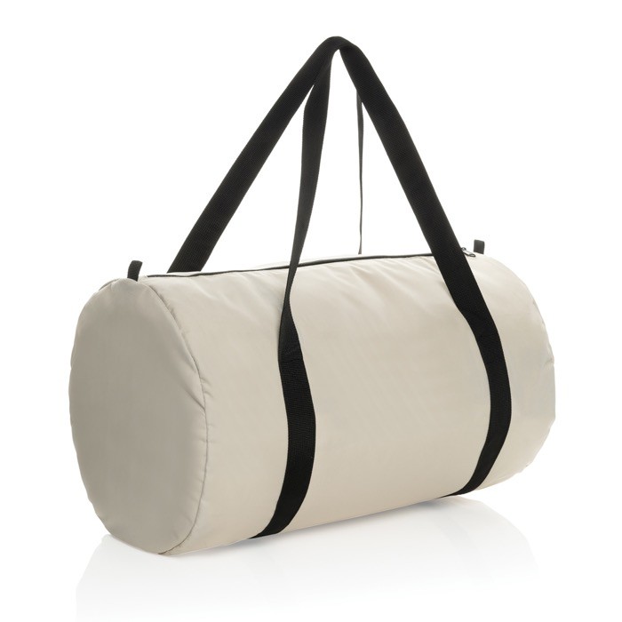 Bolsa deportiva plegable de RPET con bolsita para guardarla color blanco roto