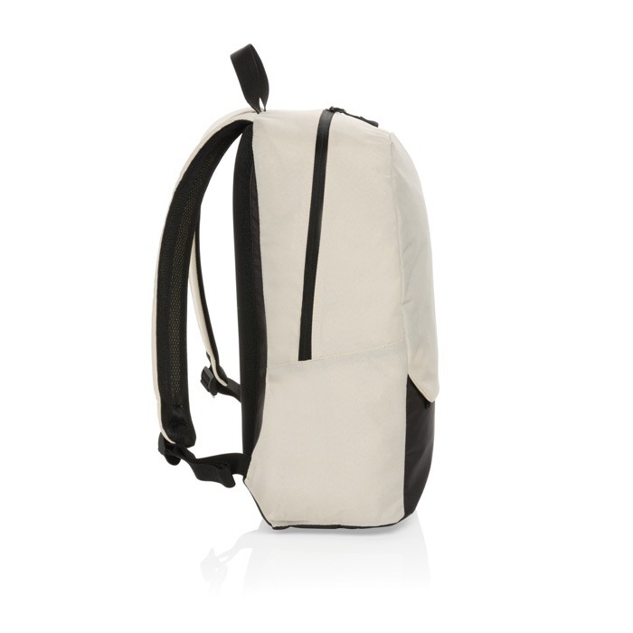 Mochila de viaje de RPET disponible en varios colores 15,6” color blanco roto cuarta vista Mochila de viaje de RPET disponible en varios colores 15,6” color blanco roto cuarta vista
