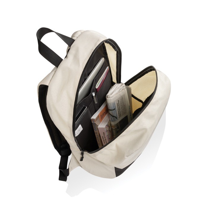 Mochila de viaje de RPET disponible en varios colores 15,6” color blanco roto quinta vista Mochila de viaje de RPET disponible en varios colores 15,6” color blanco roto quinta vista