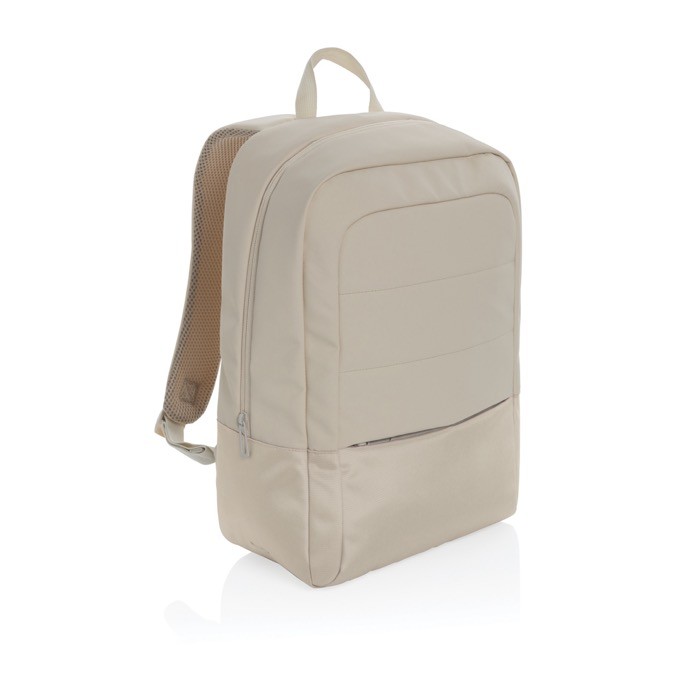 Mochila de RPET para PC con varios organizadores interiores 15,6” color beige Mochila de RPET para PC con varios organizadores interiores 15,6” color beige