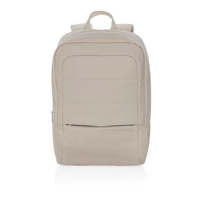 Mochila de RPET para PC con varios organizadores interiores 15,6” color beige segunda vista Mochila de RPET para PC con varios organizadores interiores 15,6” color beige segunda vista