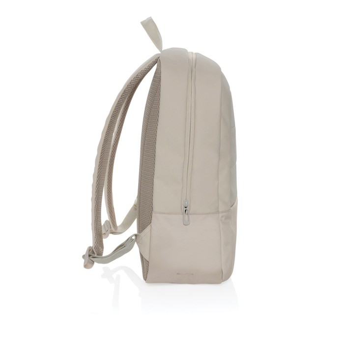 Mochila de RPET para PC con varios organizadores interiores 15,6” color beige cuarta vista Mochila de RPET para PC con varios organizadores interiores 15,6” color beige cuarta vista
