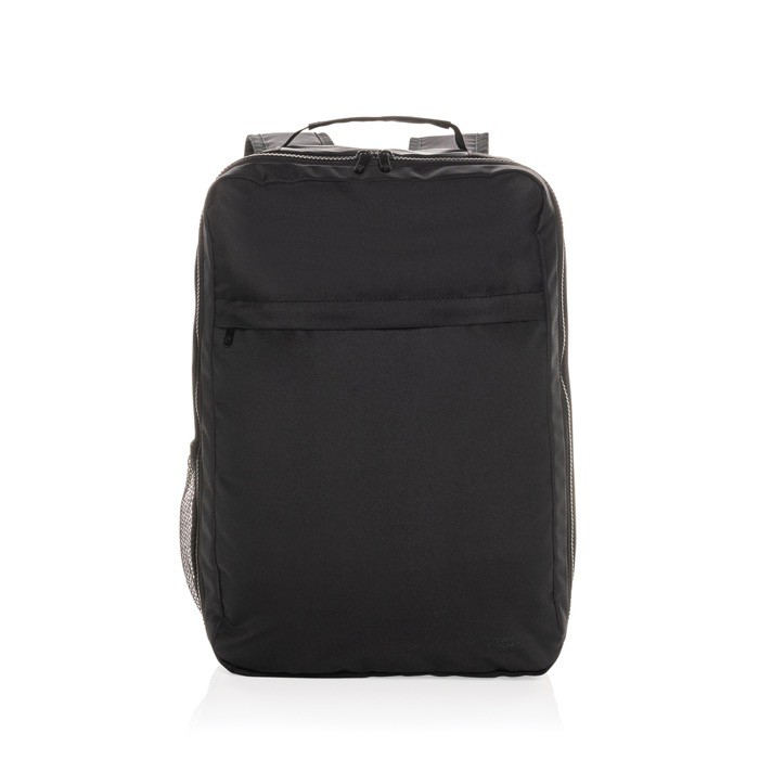 Mochila de RPET con bolsillo frontal para PC 15” Swiss Peak color negro segunda vista Mochila de RPET con bolsillo frontal para PC 15” Swiss Peak color negro segunda vista