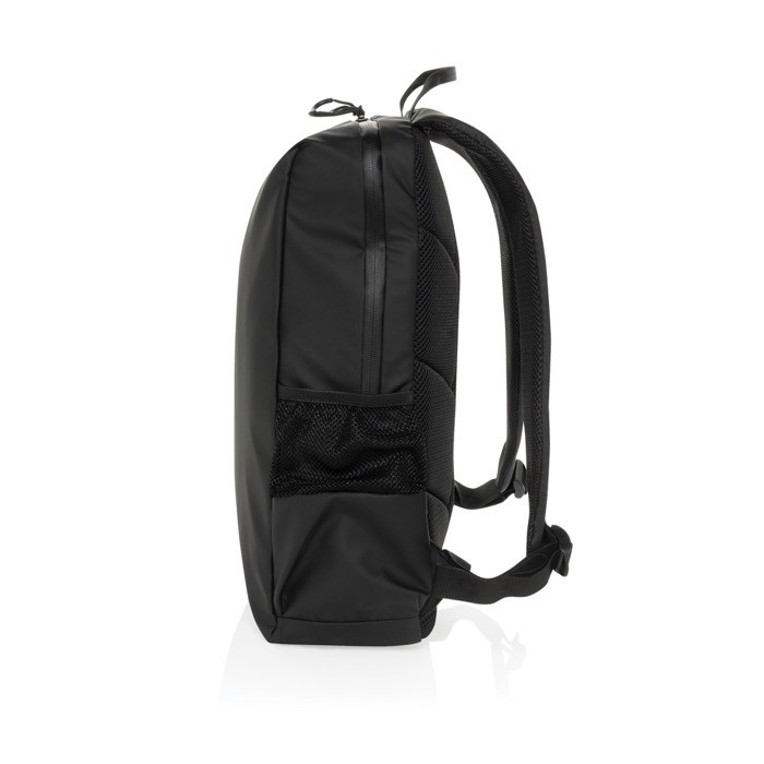 Mochila de RPET resistente al agua con bolsillo frontal PC 15,6” color negro quinta vista Mochila de RPET resistente al agua con bolsillo frontal PC 15,6” color negro quinta vista