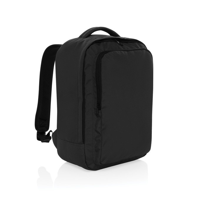 Mochila de RPET para viajar con capacidad para 19L y asa superior color negro