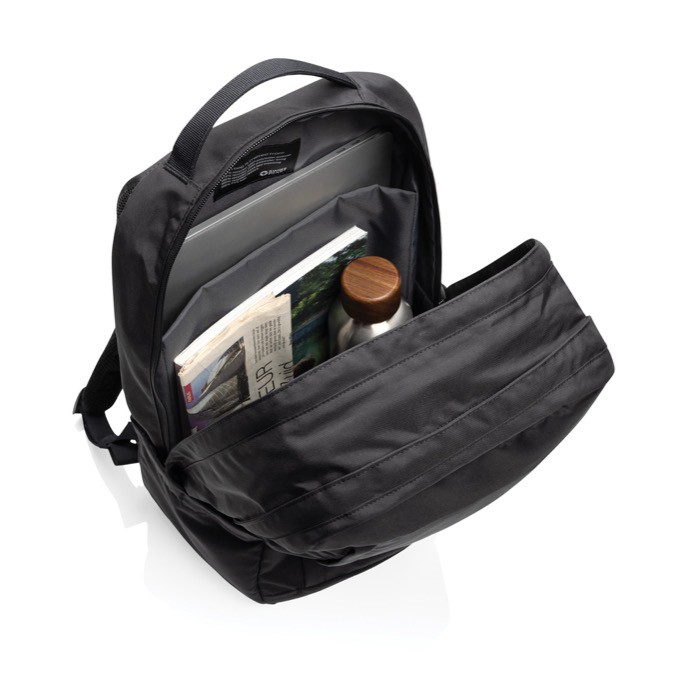 Mochila con bolsillo frontal con cremallera PC 15,6” Swiss Peak color negro séptima vista Mochila con bolsillo frontal con cremallera PC 15,6” Swiss Peak color negro séptima vista