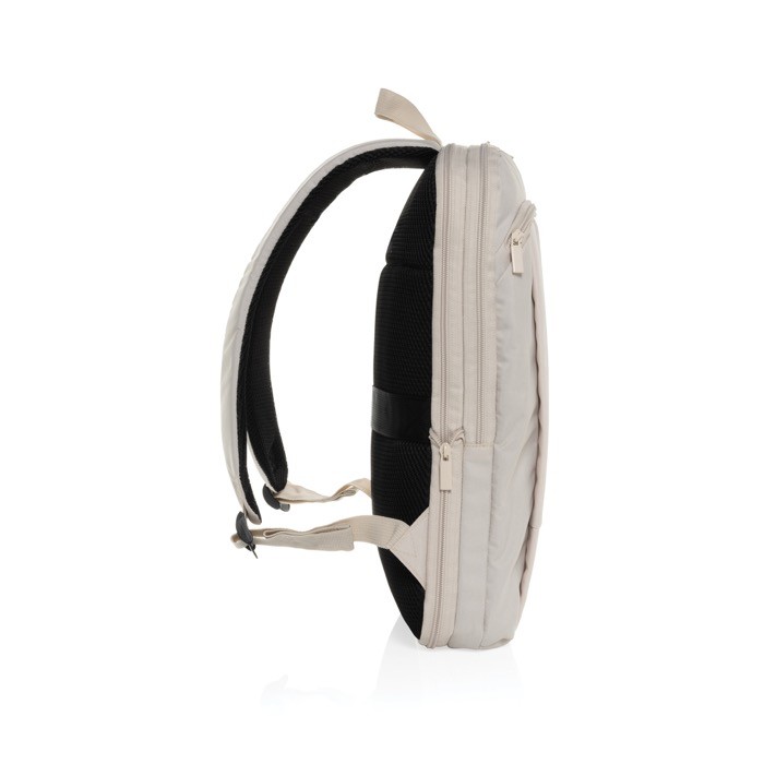 Mochila ultradelgada en RPET con diseño expandible 15.6” color beige cuarta vista