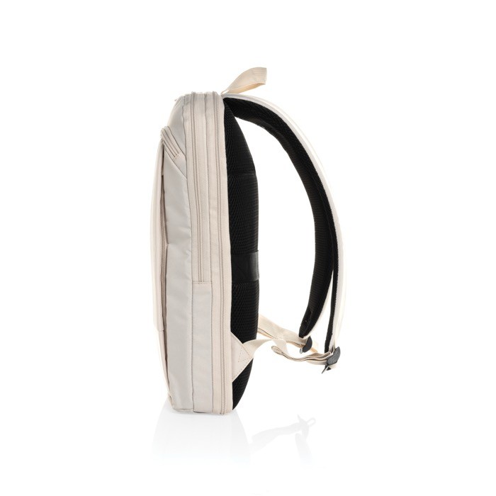 Mochila ultradelgada en RPET con diseño expandible 15.6” color beige sexta vista