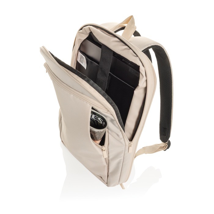 Mochila ultradelgada en RPET con diseño expandible 15.6” color beige séptima vista
