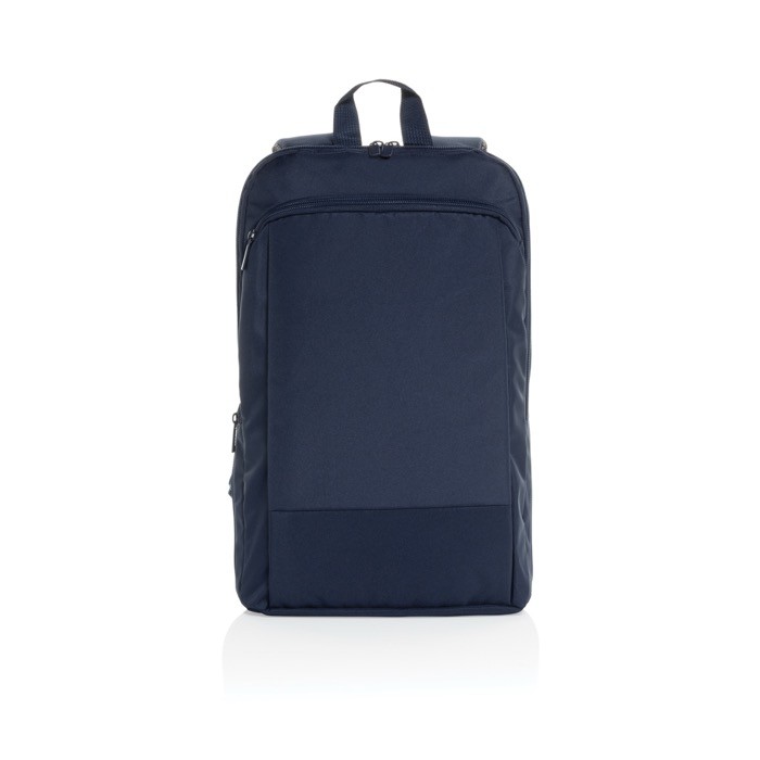 Mochila ultradelgada en RPET con diseño expandible 15.6” color azul marino tercera vista