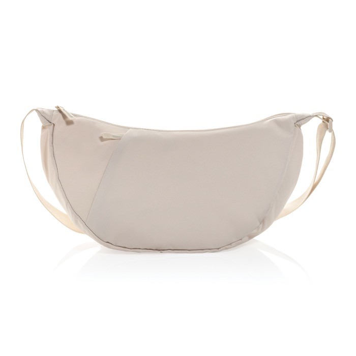 Bolsa bandolera XL en RPET con bolsillo exterior y correa ajustable color beige