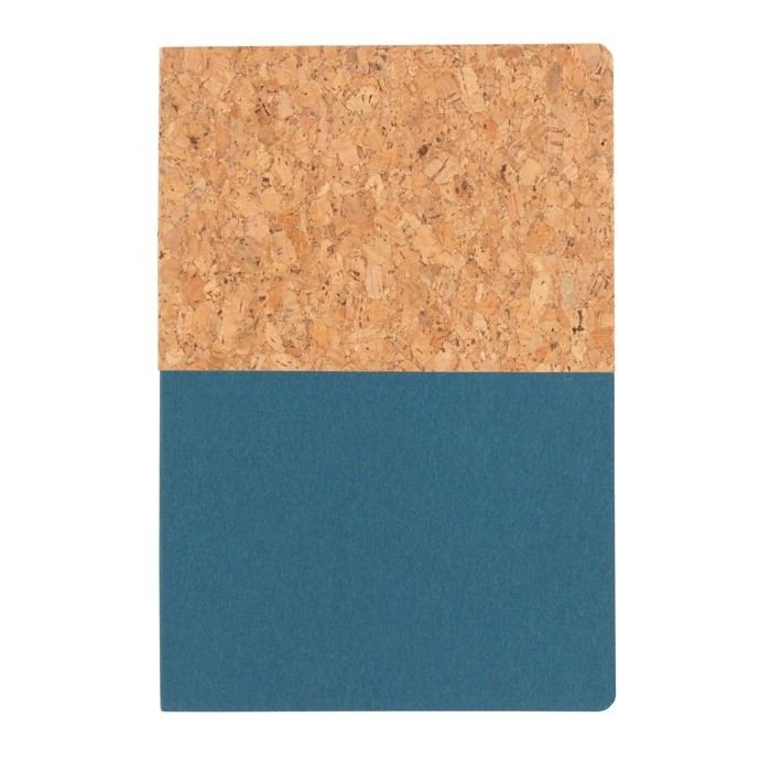 Libreta de corcho y kraft color azul tercera vista