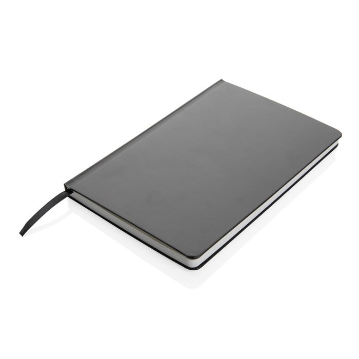 Libreta promocional de papel de piedra color negro segunda vista Libreta promocional de papel de piedra color negro segunda vista