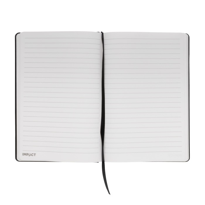 Libreta promocional de papel de piedra color negro tercera vista Libreta promocional de papel de piedra color negro tercera vista