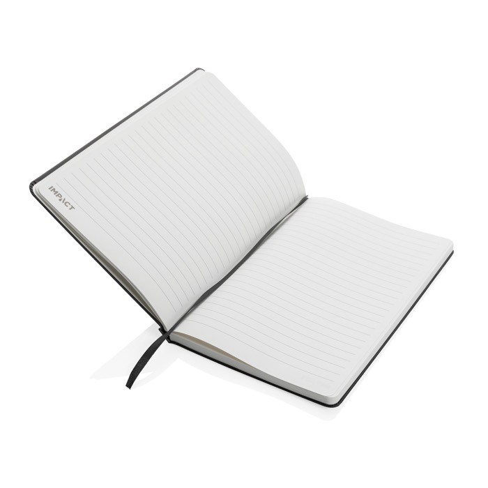 Libreta promocional de papel de piedra color negro cuarta vista Libreta promocional de papel de piedra color negro cuarta vista