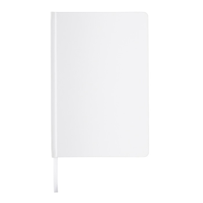 Libreta promocional de papel de piedra color blanco quinta vista Libreta promocional de papel de piedra color blanco quinta vista