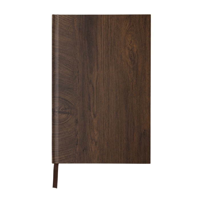 Libreta con tapa dura en estampado de madera A5 hojas a rayas color marrón oscuro tercera vista Libreta con tapa dura en estampado de madera A5 hojas a rayas color marrón oscuro tercera vista