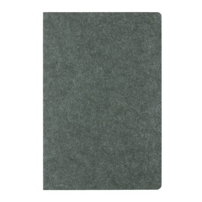 Cuaderno de fieltro de materiales reciclados A5 hojas a rayas color verde tercera vista