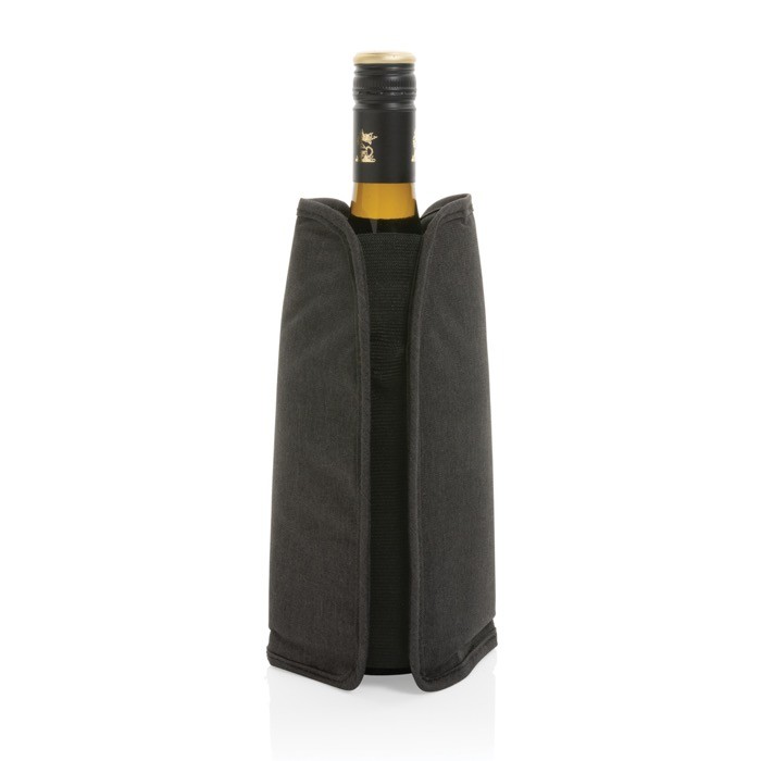 Funda enfriadora de RPET para botellas de vino en varios colores color negro tercera vista Funda enfriadora de RPET para botellas de vino en varios colores color negro tercera vista