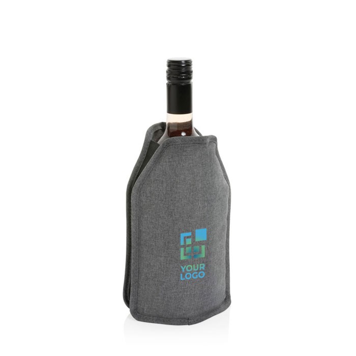 Funda enfriadora de RPET para botellas de vino en varios colores color gris vista de impresión Funda enfriadora de RPET para botellas de vino en varios colores color gris vista de impresión