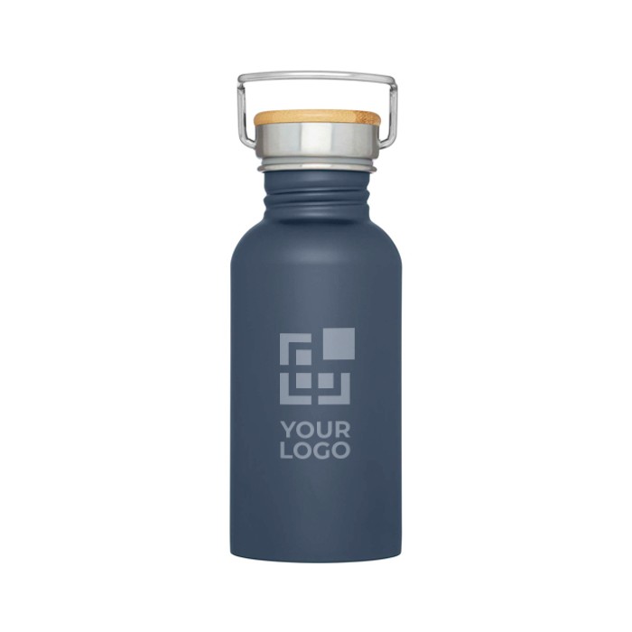 Botella de acero inoxidable de pared simple y tapa con bambú 550ml vista principal Botella de acero inoxidable de pared simple y tapa con bambú 550ml vista principal
