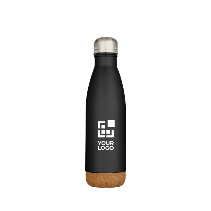 Botella de acero inoxidable de doble pared con base de corcho 500ml vista principal Botella de acero inoxidable de doble pared con base de corcho 500ml vista principal