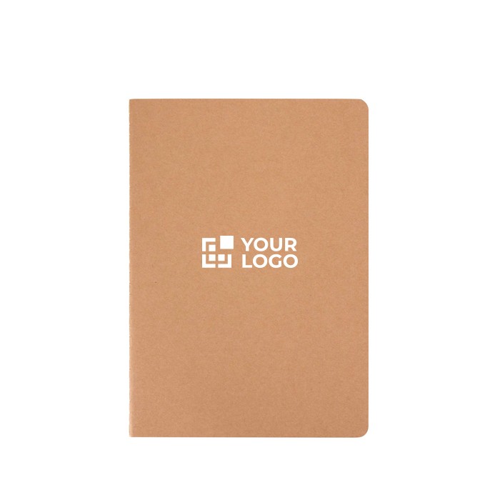 Libreta con tapa de cartón kraft y lomo cosido A5 hojas punteadas vista principal